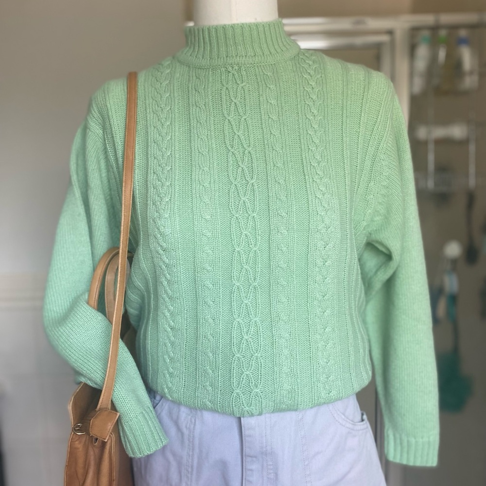 Mint Green Cable Knit Sweater
